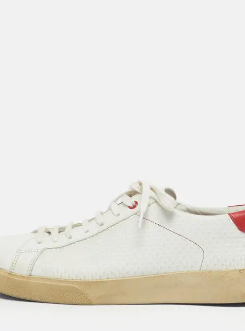 CH Carolina Herrera White/Red Leather Low Top Sneakers Size 43