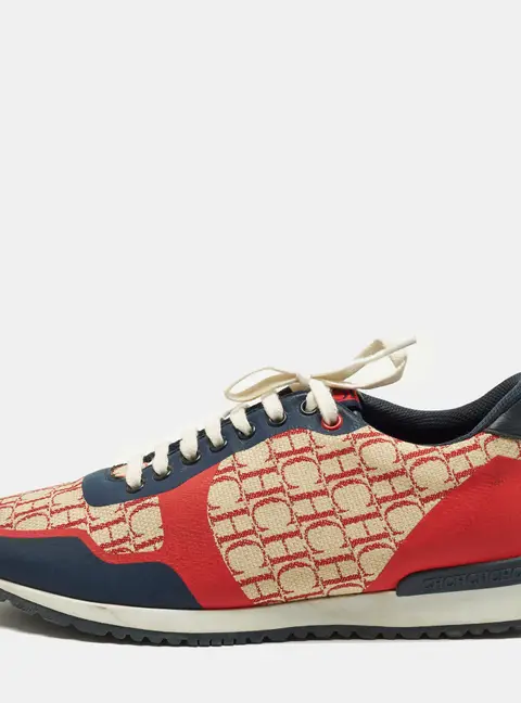 CH Carolina Herrera Size 41.5 Tricolor signature print Canvas Leather Low Top Sneakers