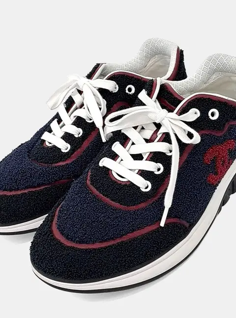 Chanel Fabric Multicolor Navy Blue Sneakers