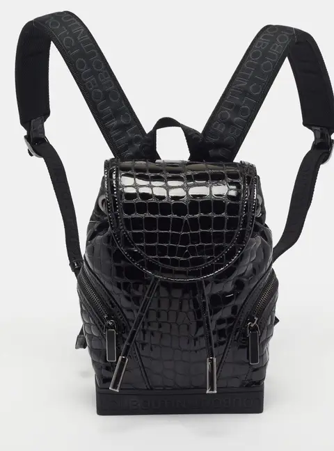 Christian Louboutin Explorafunk Small Croc Patent Leather and Rubber Backpack