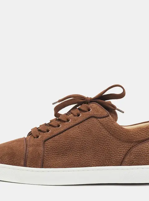 Christian Louboutin Louis Junior Size 41.5 Brown Nubuck Leather Low Top Sneakers