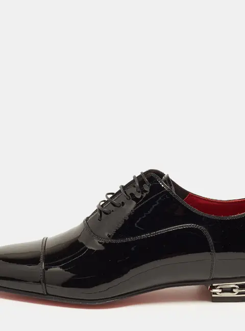 Christian Louboutin Greggy Atlas Size 40 Black Patent Leather Oxfords