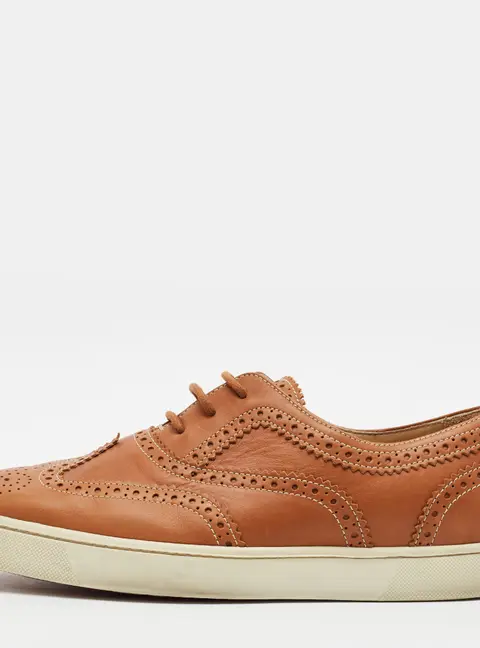 Christian Louboutin Golfito Size 44 Brown Brogue Leather Golfito Wingtip Sneakers