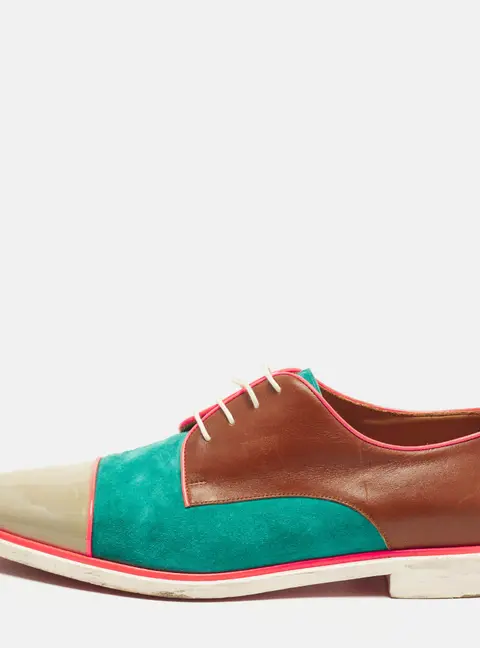 Christian Louboutin Bruno Orlato Size 44 Multicolor Leather and Suede Derby