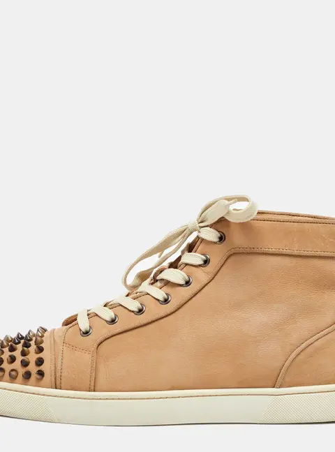 Christian Louboutin Size 43 Beige Nubuck Leather High Top Sneakers