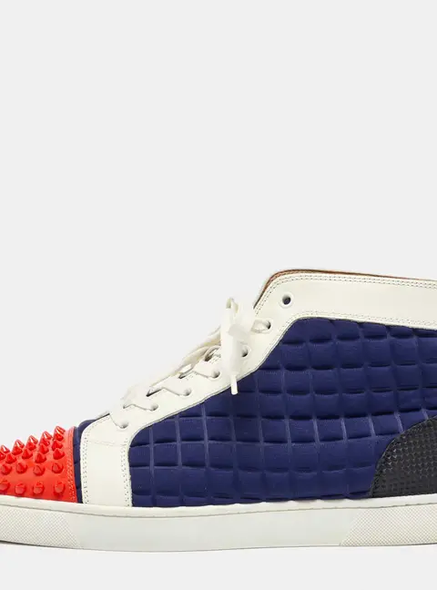 Christian Louboutin Louis Flat Size 43 Multicolor Leather, Neoprene and Patent Leather High Top Sneakers