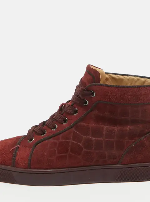 Christian Louboutin Burgundy Suede Louis High Top Sneakers Size 40