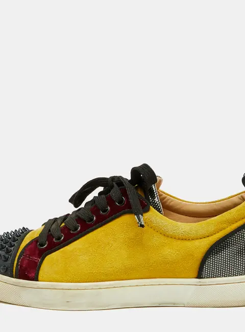 Christian Louboutin Multicolor Suede and Patent Leather Spikes Low Top Sneakers Size 40