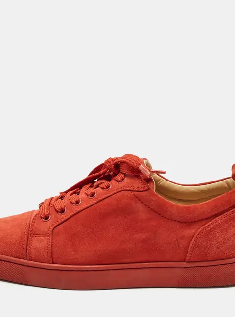 Christian Louboutin Louis Junior Size 41.5 Red Suede Lace Up Sneakers