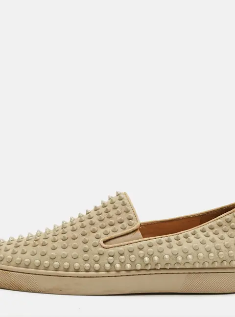 Christian Louboutin Dandelion Spikes Size 44 Grey Suede Slip On Sneakers