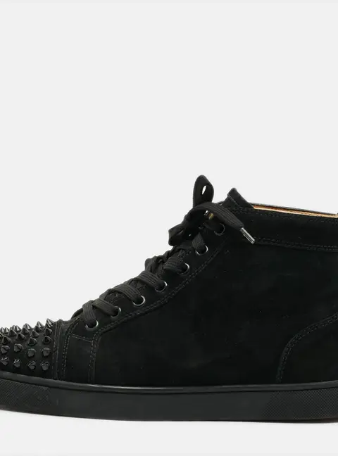 Christian Louboutin Lou Spikes Size 40 Black Suede High Top Sneakers