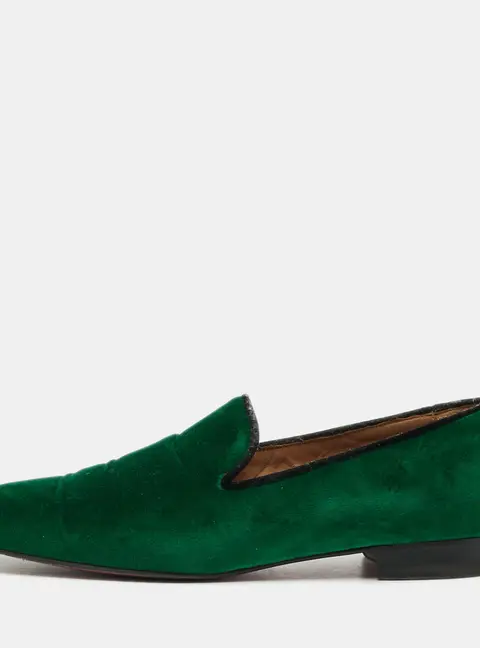 Christian Louboutin Henri Size 44 Green Velvet Smoking Slippers