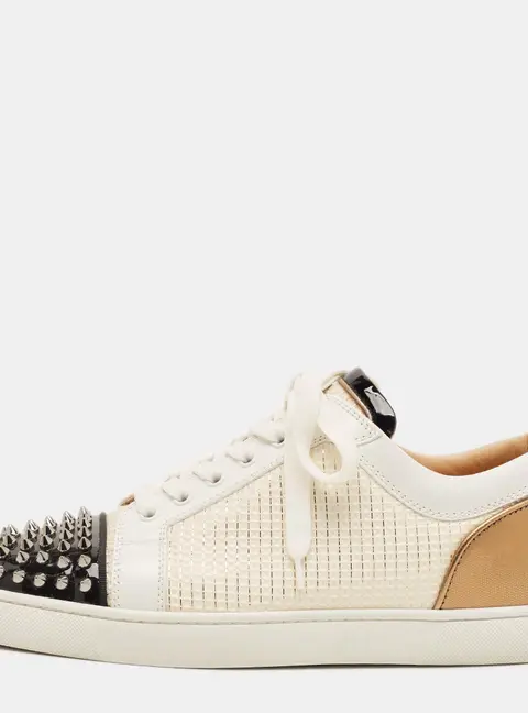Christian Louboutin Louis Junior Spikes Size 42 Multicolor Fabric, Leather and Patent Leather Low Top Sneakers