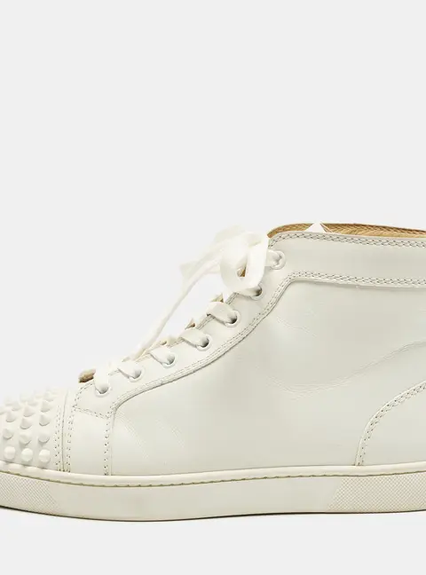 Christian Louboutin Louis Junior Spikes Size 40 White Leather High Top Sneakers