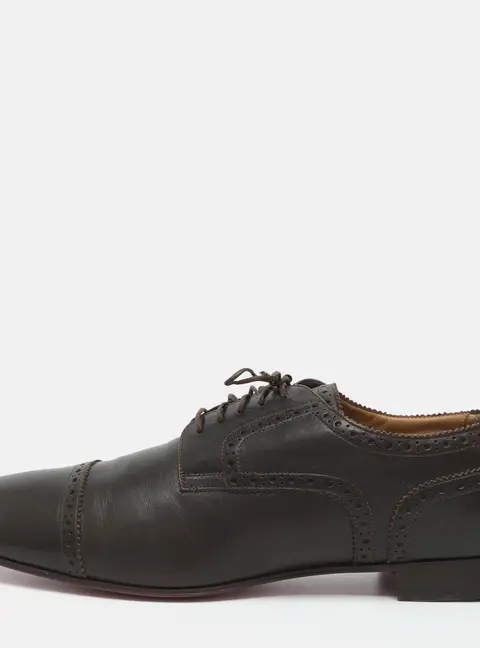 Christian Louboutin Size 45 Brown Leather Lace Up Derby