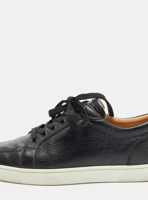 Christian Louboutin Louis Junior Size 42 Black Leather Low Top Sneakers