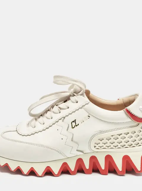 Christian Louboutin Loubishark Size 43.5 White Leather and Rubber Lace Up Sneakers