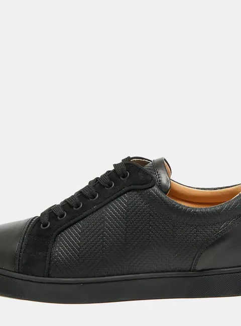 Christian Louboutin Louis Junior Size 43 Black Leather and Suede Low Top Sneakers