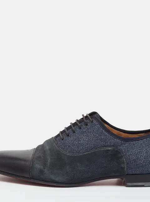 Christian Louboutin Greggo Size 42 Navy Blue/Black Leather and Suede Oxfords