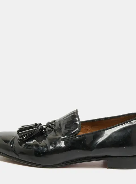 Christian Louboutin Dandelion Size 42 Black Patent Leather Smoking Slippers