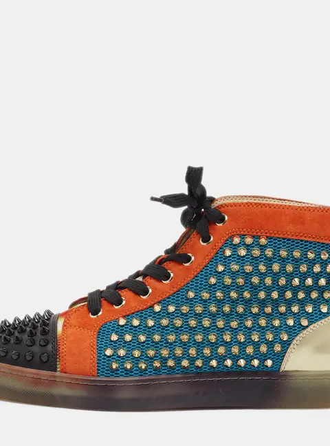 Christian Louboutin Louis Orlato Size 40 Multicolor Mesh and Suede High Top Sneakers