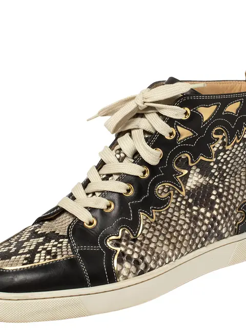 Christian Louboutin Rantus Orlato Size 41 Multicolor Leather and Python Leather High Top Sneakers