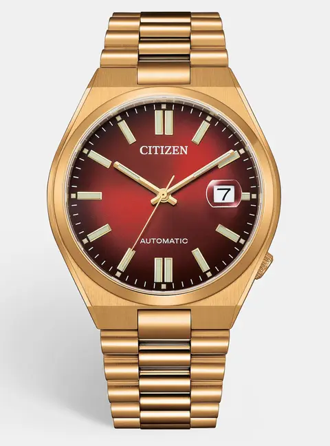 Citizen Tsuyosa NJ0153-82X Red Dial Gold Plated Stainless Steel Men's Wristwatch 40 mm