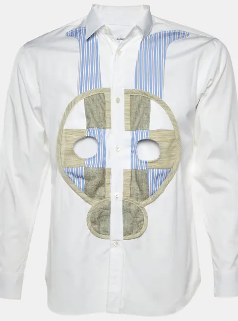 Comme des Garcons White Cotton Contrast Skull Detail Shirt XS