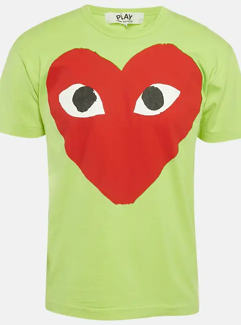 Comme des Garcons PLAY Green Heart Eyes Printed Cototn Knit T-Shirt XL