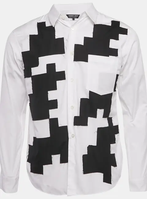 Comme des Garcons White Patch Work Cotton Shirt S