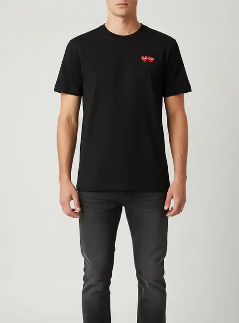 Comme des Gar&ccedil;ons PLAY Black Double Heart Jersey T-Shirt XL