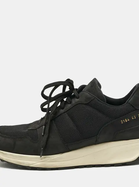 Common Projects Black Nubuck Leather and Suede Track Classic Lace Up Sneakers Size 43