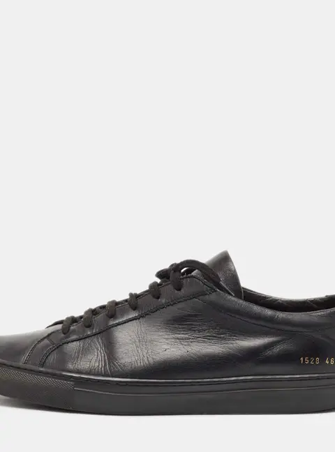Common Projects Black Leather Achilles Lace Up Sneakers Size 46