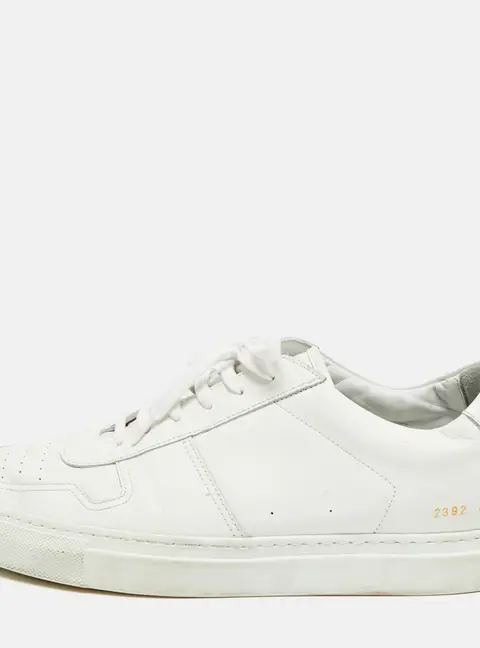 Common Projects BBall Size 44 White Leather Bumpy Lace Up Sneakers