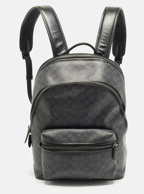 Coach Charter Black Signature Coated Canvas and Leather Backpack