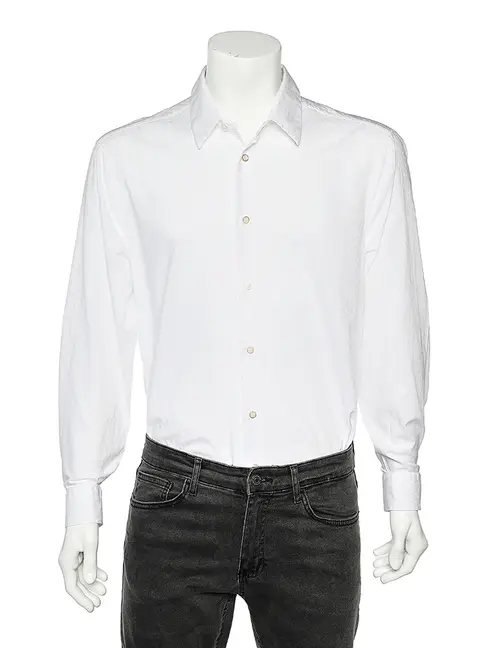 Class by Roberto Cavalli White Cotton Jacquard Button Front Shirt 3XL