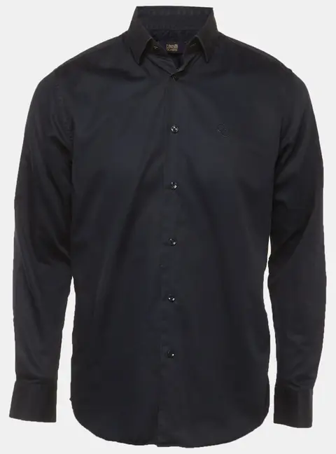Class by Roberto Cavalli Navy Blue Cotton Button Up Shirt XXS