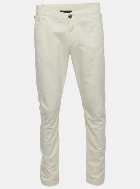 Class by Roberto Cavalli Cream Cotton Slim Fit Pants XL