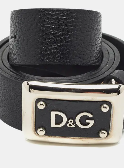 D&G Logo 100 CM Buckle Belt Black Leather