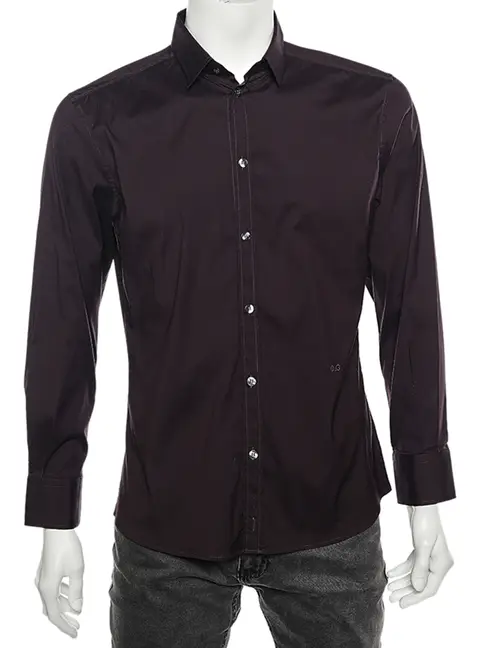 D&G Dark Burgundy Cotton Button Front Brad Shirt M