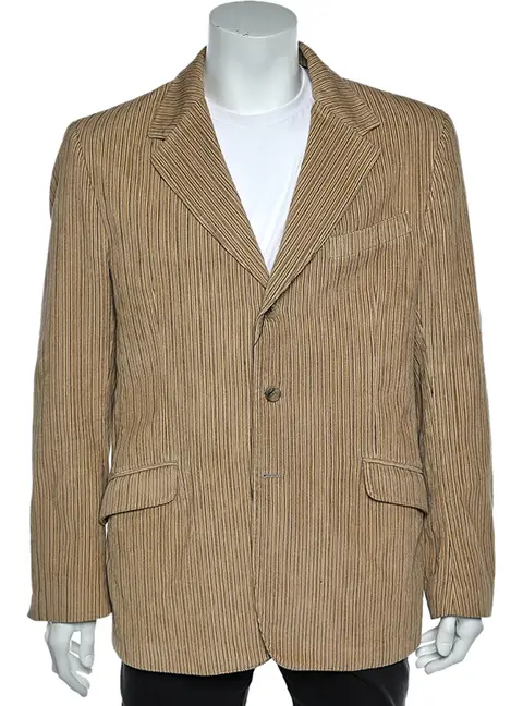 D&G Cream Striped Corduroy Button Front Blazer XXL