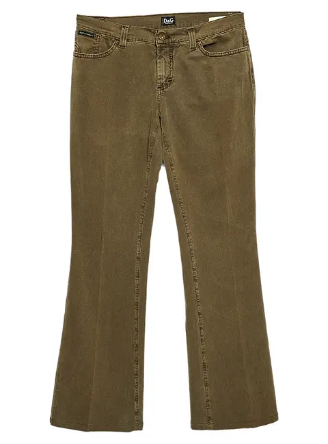 D&G Olive Green Denim Flared Leg Jeans S