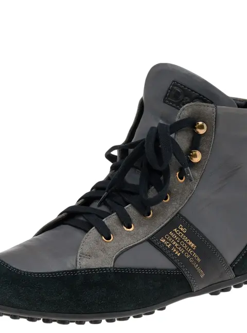 D&G Multicolor Suede And Leather High Top Sneakers Size 45