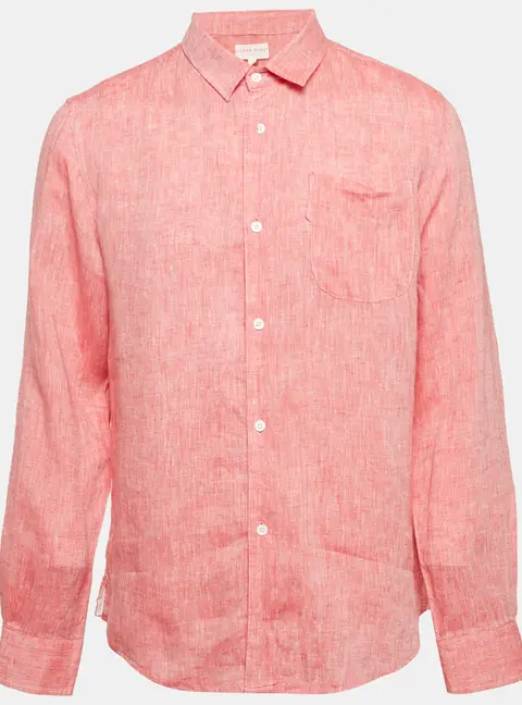 Derek Rose Pink Linen Long Sleeve Shirt M