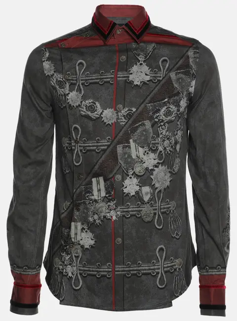 D&G Multicolor Printed Cotton Velvet Shirt M