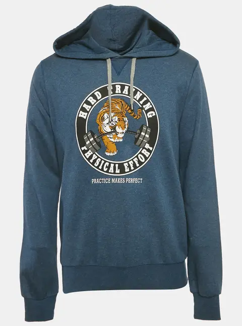 D&G Blue Tiger Print Cotton Hoodie L
