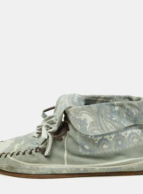 D&G Grey Floral Printed Suede High Top Moccasins Size 44