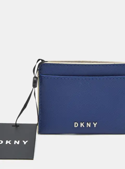 DKNY Blue Leather Logo Card Holder