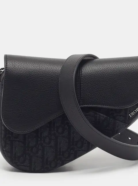 Dior Saddle Mini Black Oblique Canvas and Leather Crossbody Bag