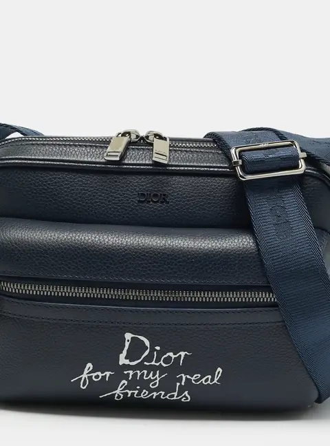 Dior x Hylton Nel Rider Navy Blue Leather Messenger Bag